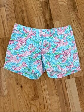 Lilly Pulitzer Pink Lobster-Print Aqua & Green Shorts